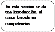 Rectngulo redondeado: En esta seccin se da una introduccin al curso basado en competencias.